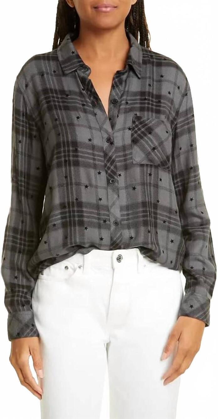 NEW RAILS hunter shirt in iron black stars